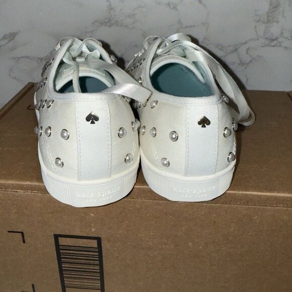 Kate Spade Women's White Match Imitation Pearls Sneakers 8.5 MSRP $225 NWOT - Picture 8 of 10